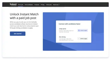 Kies voor betaalde vacatureplaatsingen en krijg toegang tot Instant Match. Als je betaalt om vacatures te plaatsen, krijg je onmiddellijk toegang tot kandidaten met een cv dat aan je functie-eisen voldoet en zet je je recruitmentproces in gang door kandidaten uit te nodigen om te solliciteren.